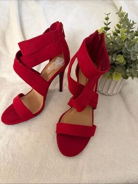 New - never worn Red Strappy High Heel Sandals - Women's Elegant Evening Shoes